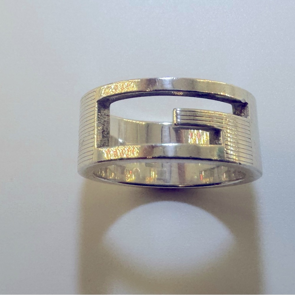 Gucci Wide G Cutout Ring Size 5 Made in Italy Vintage Authentic 925 - Picture 3 of 11